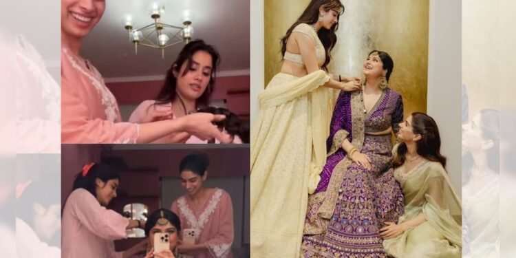 जाह्नवी-खुशी ने मिलकर किया था अंशुला को तैयार, सौतेली बहन से लड़ाया लाड, VIDEO में नजर आया प्यार