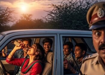 कार में दोस्तों संग छलका रही थी जाम, दरोगा बोला- गलत बात, सुन बौखला गई लड़की, दांत से कर दिया वार