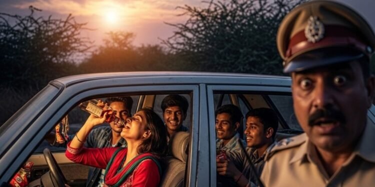 कार में दोस्तों संग छलका रही थी जाम, दरोगा बोला- गलत बात, सुन बौखला गई लड़की, दांत से कर दिया वार
