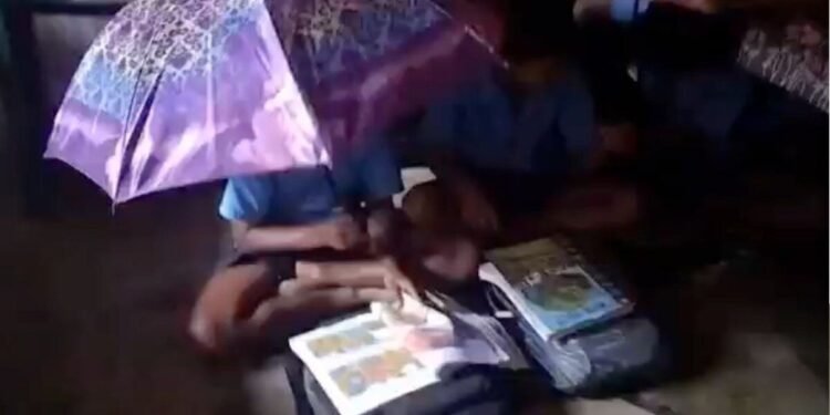 डिंडौरी के घाना मार स्कूल में छाता लेकर पढ़ रहे बच्चे, जर्जर छत से टपकता है पानी, मध्य प्रदेश वीडियो न्यूज
