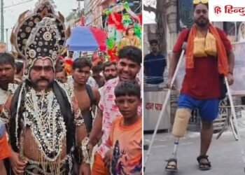 भोले के भक्तों का अंदाज निराला, कोई रावण बनकर ला रहा कांवड़ तो कोई बिना पैर पूरी कर रहा यात्रा, Uttar-pradesh Hindi News