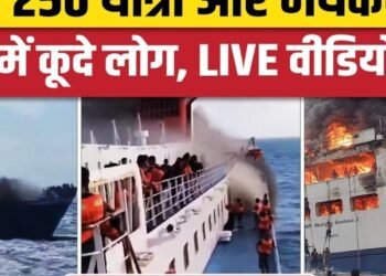 शिप में 250 यात्री और भंयकर आग! समुद्र में कूदे लोग, LIVE वीडियो देखें