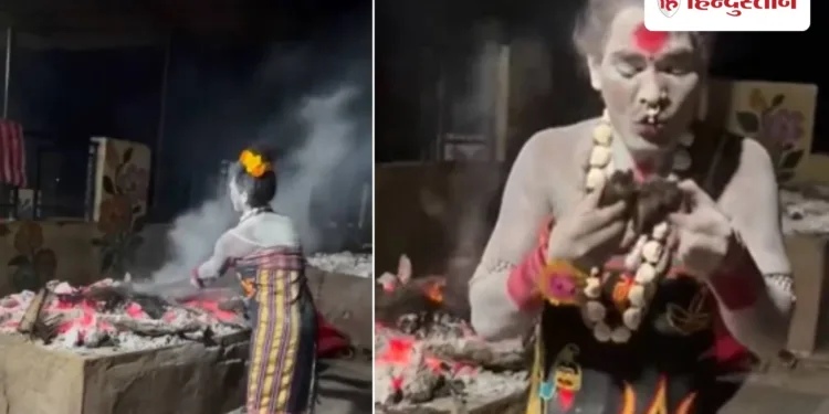 जलती चिता से इंसानी मांस निकालकर खाई, खुद को अघोरी बताने वाली महिला गिरफ्तार, Madhya-pradesh Hindi News
