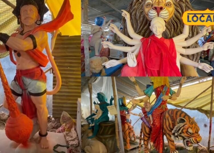 मोबाइल की फोटो दिखाकर आजमगढ़ में दुर्गापूजा के लिए मूर्ति बनवा रहे लोग, महाराष्ट्र व कोलकाता के कलाकार बना रहे जीवंत प्रतिमा